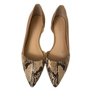 Cole Haan NWOB Dorsay Flats Cut Out Pointed Toe Snakeskin Size 6.5